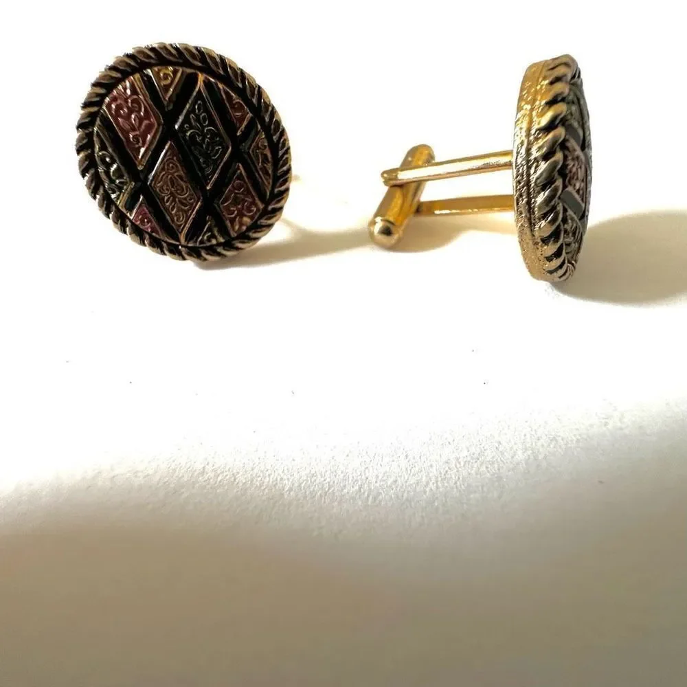 Sarah Coventry mosaic enamel vintage cufflinks